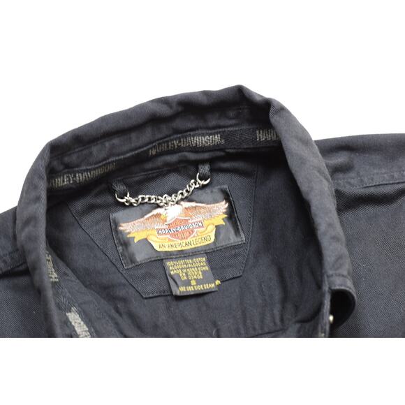 Harley-Davidson Black Denim Jean Jacket Women's Size S Top Biker Black - Picture 2 of 8